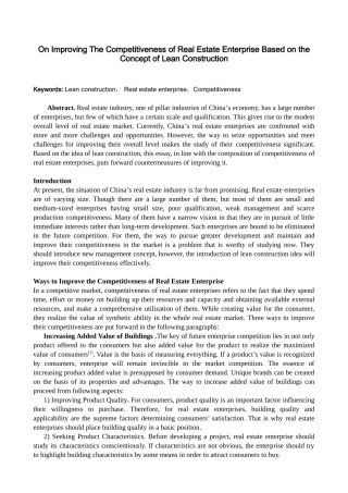 Improving Competitiveness of Real