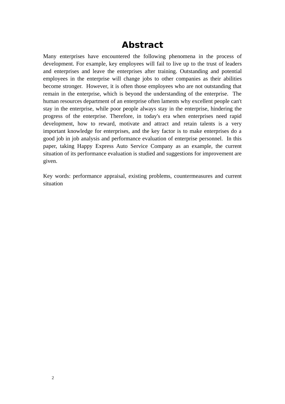 绩效考核在幸福快车汽车服务公司人力资源管理中应用      _第2页