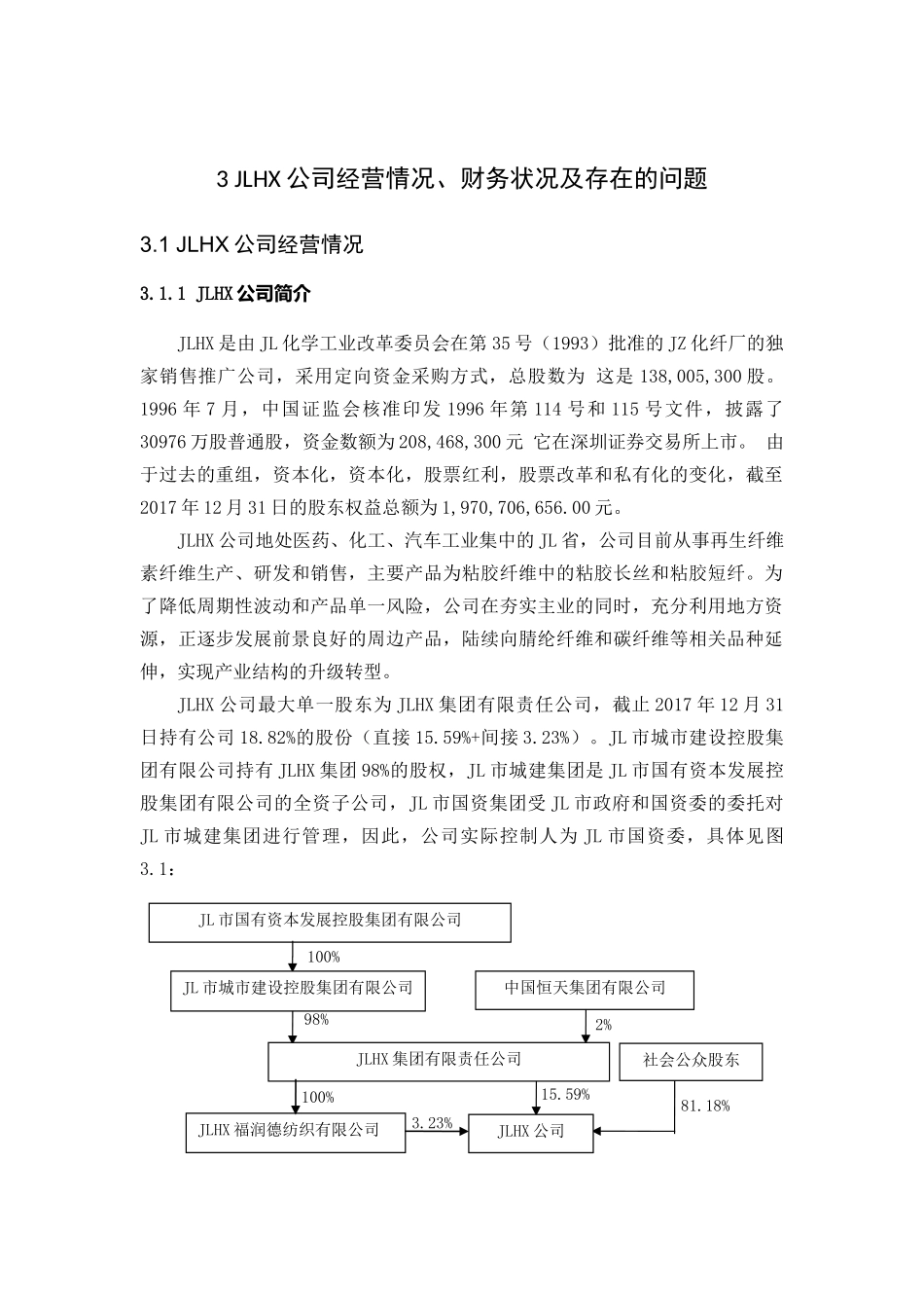 JLHX公司经营情况、财务状况及存在的问题  会计学专业_第1页