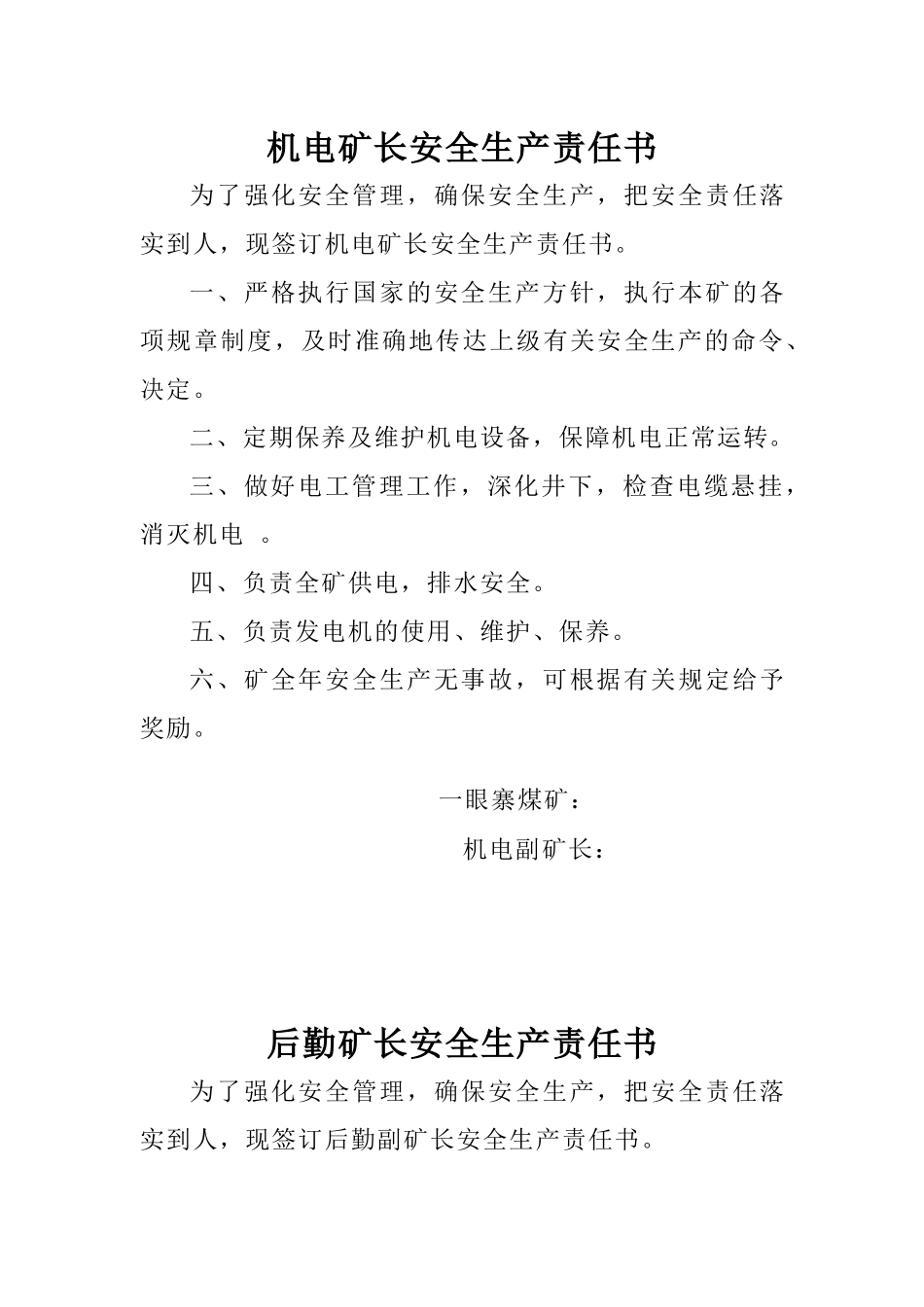 金竹煤矿安全生产责任书_第3页
