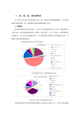 钴、镍、锰、锂资源情况介绍