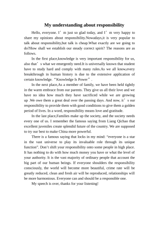 My understanding about responsibility