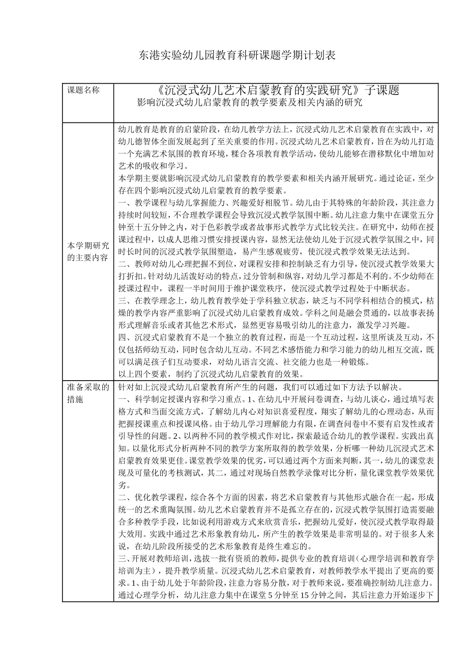 《沉浸式幼儿艺术启蒙教育的实践研究》子课题  学前教育专业_第1页