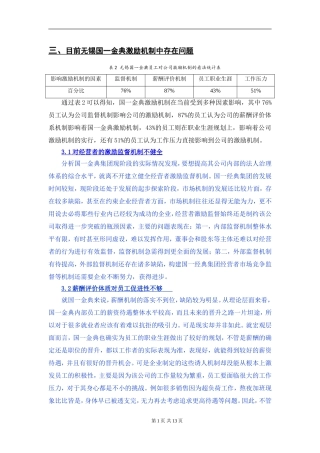 金典激励机制中存在问题及对策分析