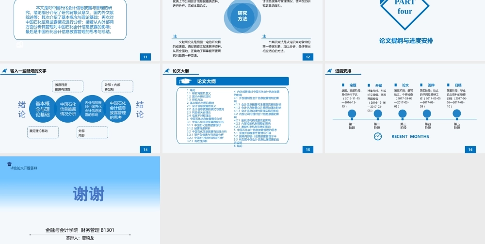 （答辩PPT）中国石化会计信息披露与管理 会计学专业