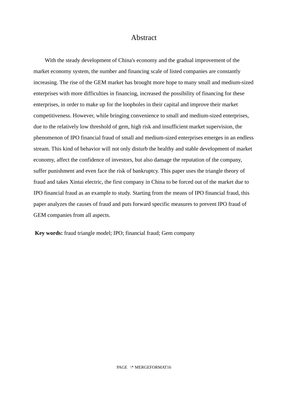 基于舞弊三角模型的创业板公司IPO舞弊研究-以欣泰电气为例论文设计_第2页