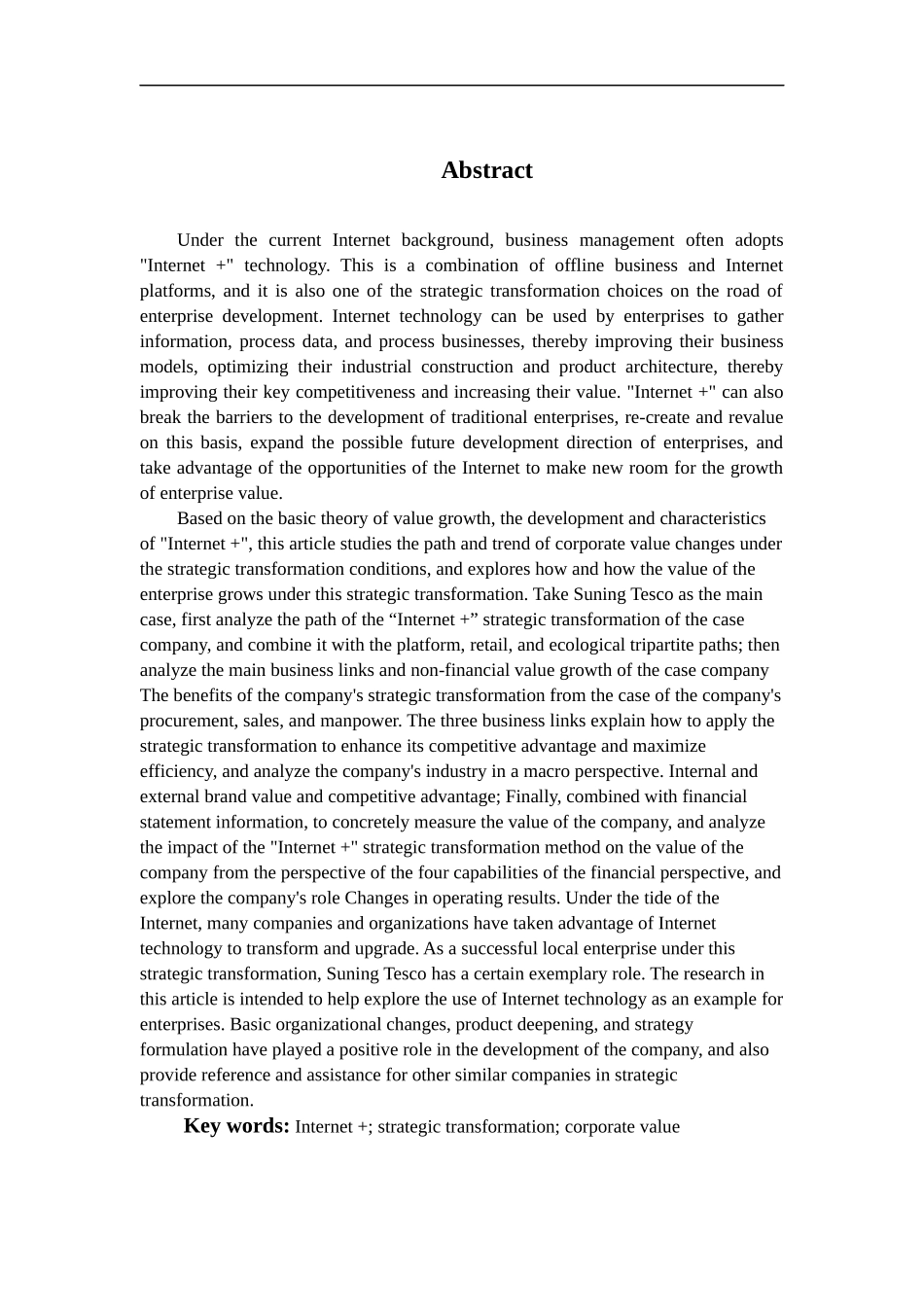 “互联网+“战略转型对企业价值的影响研究-以苏宁易购为例论文设计_第3页
