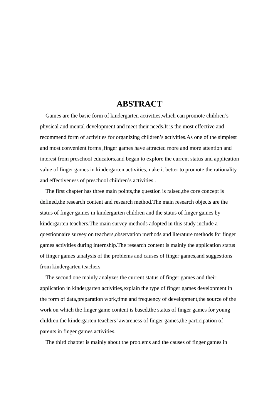 手指游戏在幼儿园活动中的应用现状与调查分析学前教育专业论文设计_第2页