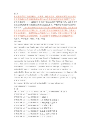 咸阳市中学篮球运动发展现状与对策研究