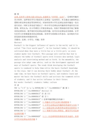 小学生足球运动兴趣的培养研究