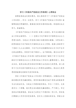 学习《中国共产党政法工作条例》心得体会警察