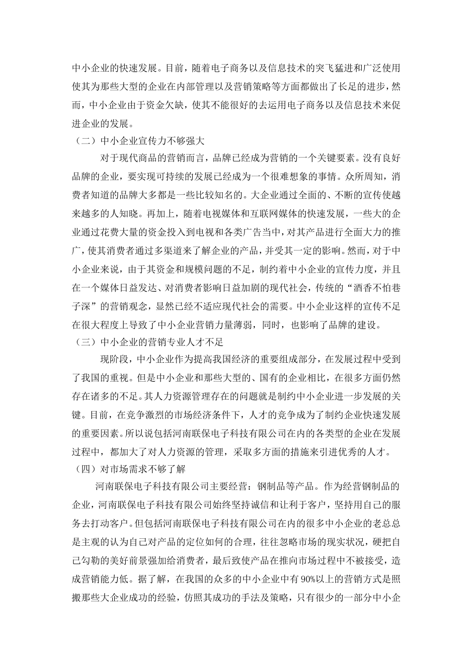 中小企业的市场营销策略调查报告——以河南联保电子科技有限公司为例_第2页