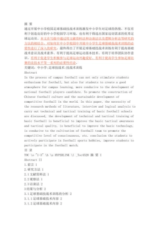 中小学开展足球基础技战术训练的必要性研究