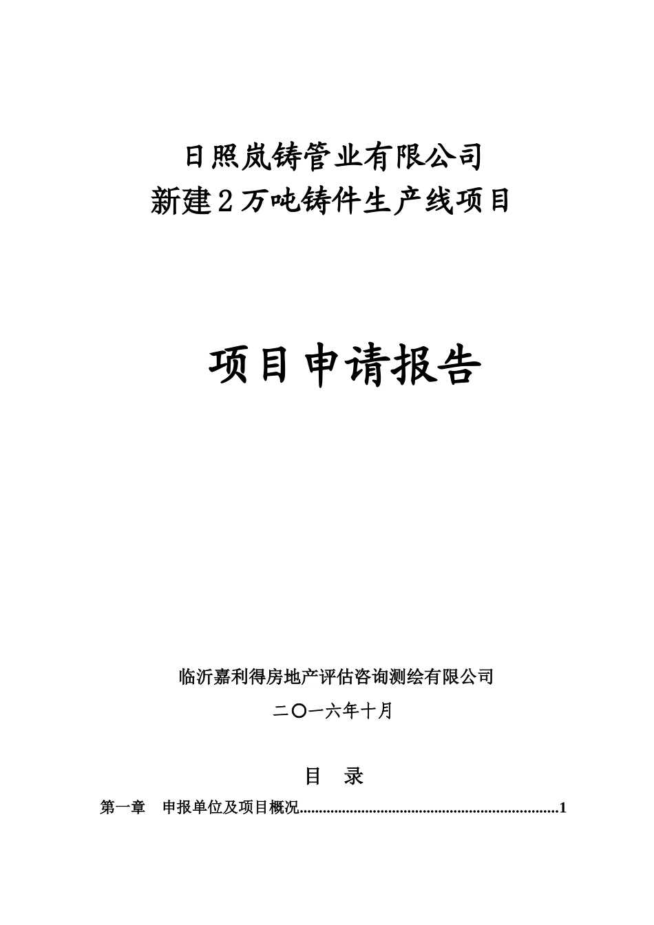 铸件项目申请报告_第1页