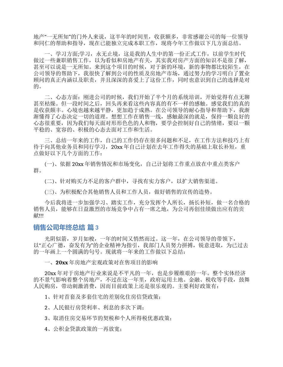 销售公司年终总结模板锦集5篇_第3页