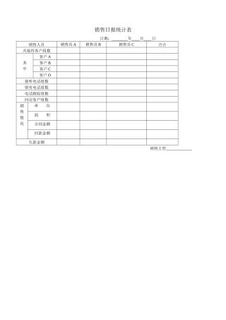 销售日报统计表