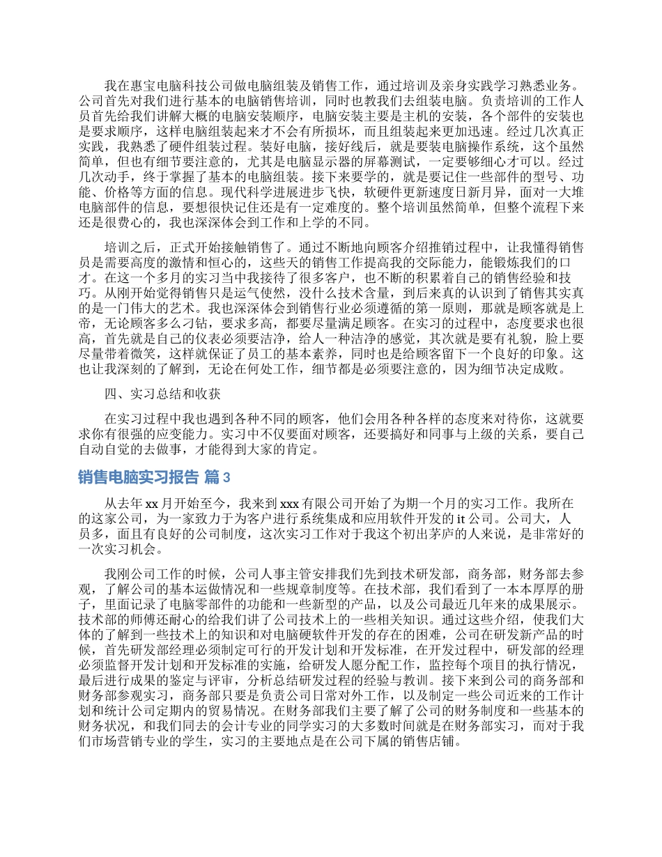 销售电脑实习报告范文10篇_第3页