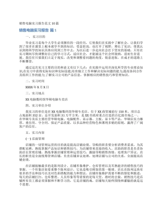销售电脑实习报告范文10篇