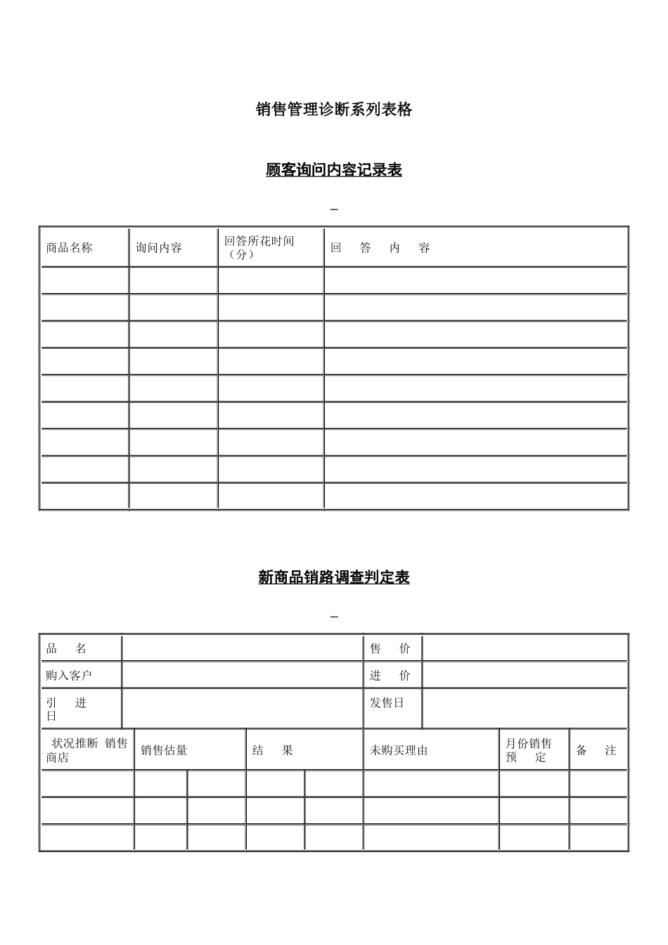 销售管理诊断系列表格_第1页