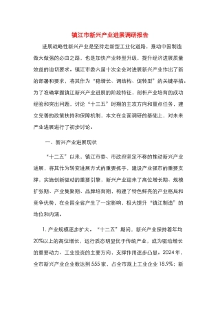 镇江市新兴产业发展调研报告