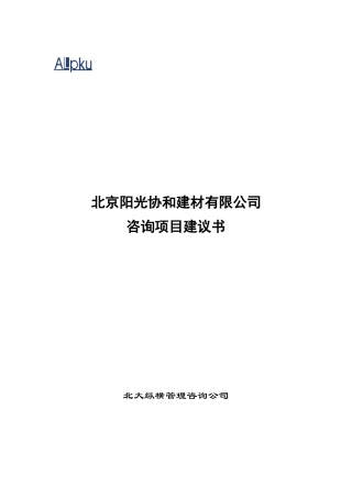 阳光协和咨询项目建议书