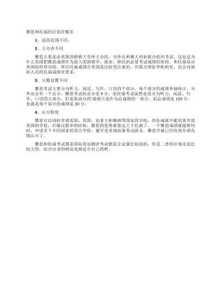 雅思和托福的区别在哪里