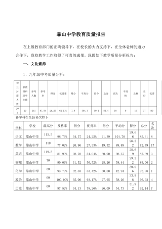 靠山中学教学质量分析报告