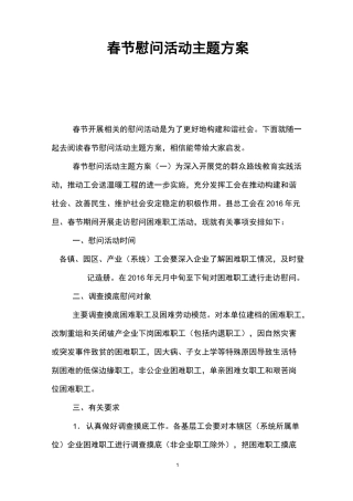 春节慰问活动主题方案