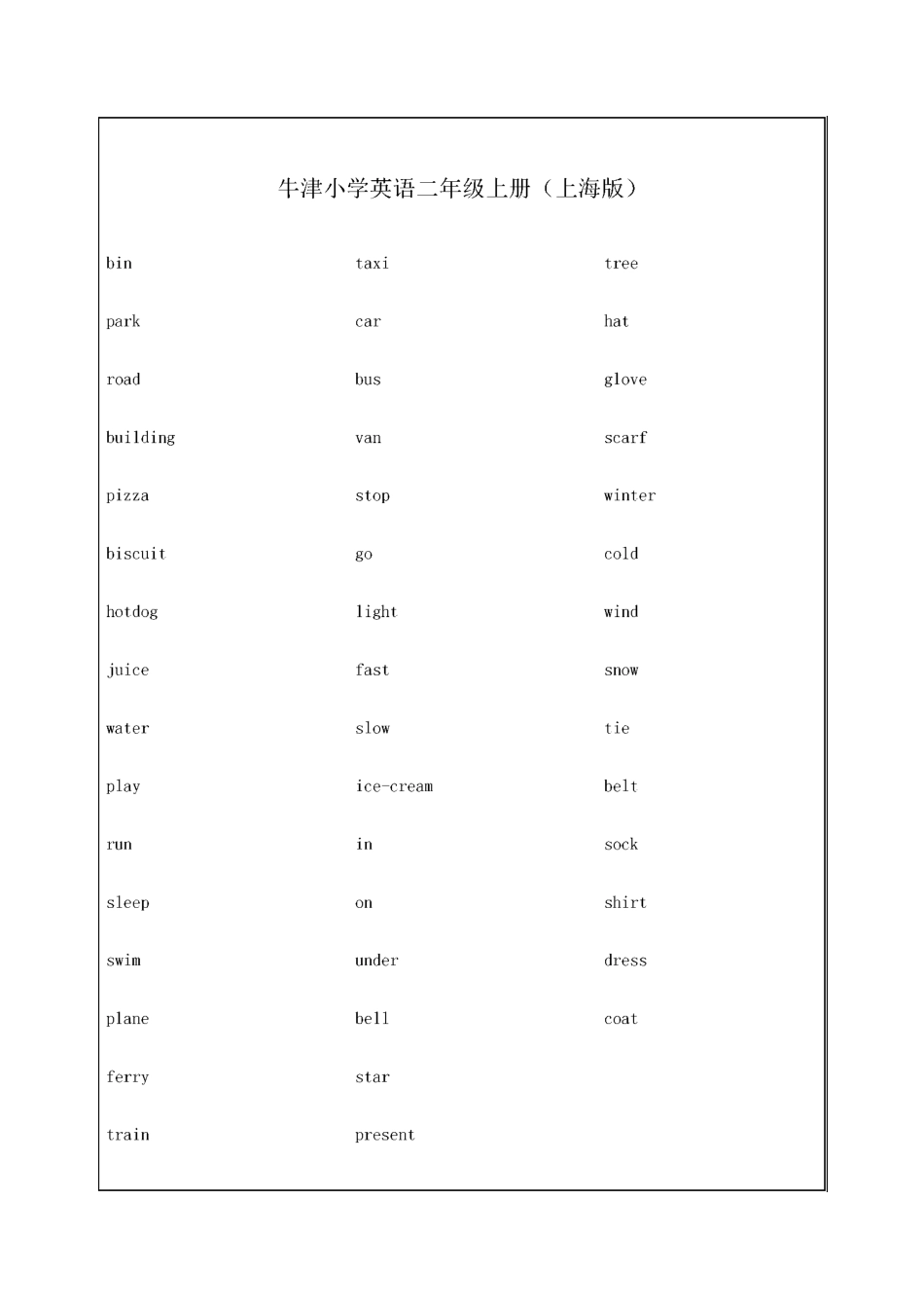 牛津小学英语一年级上册单词表_第3页