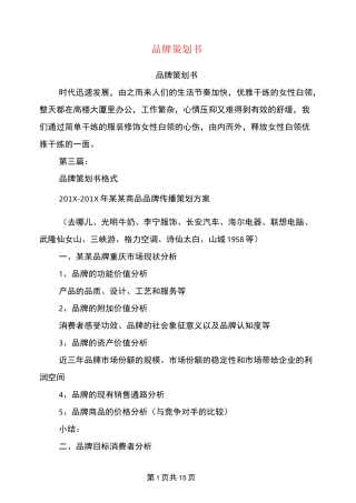 品牌策划书(完整版)