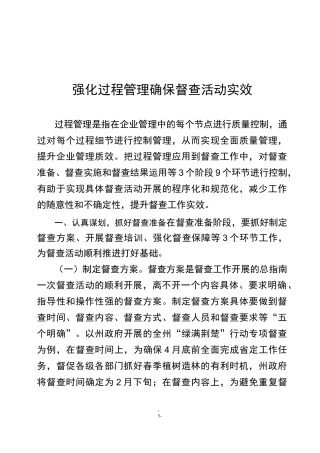 强化过程管理提升督查实效