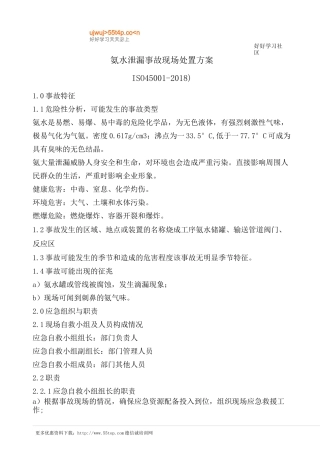 氨水泄漏事故现场处置方案