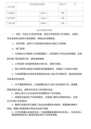 来访参观接待流程 ()