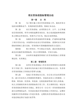 项目劳务招投标管理办法
