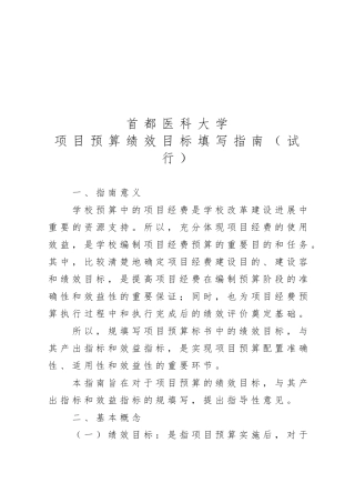 项目预算绩效目标填写的指南