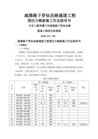 预应力锚索施工作业指导书