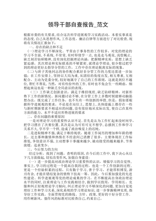 领导干部自查报告-范文