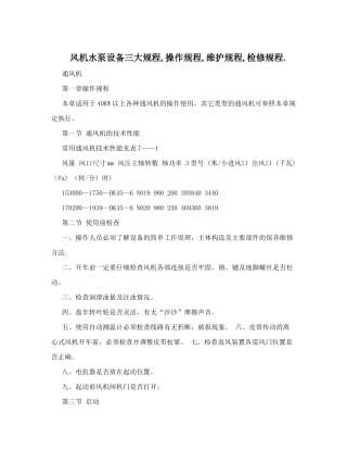 风机水泵设备三大规程-操作规程-维护规程-检修规程&#46;