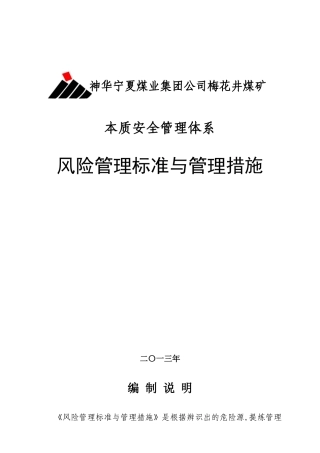 风险管理标准和管理措施