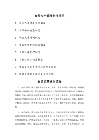 食品安全管理制度清单+操作流程+制度全文