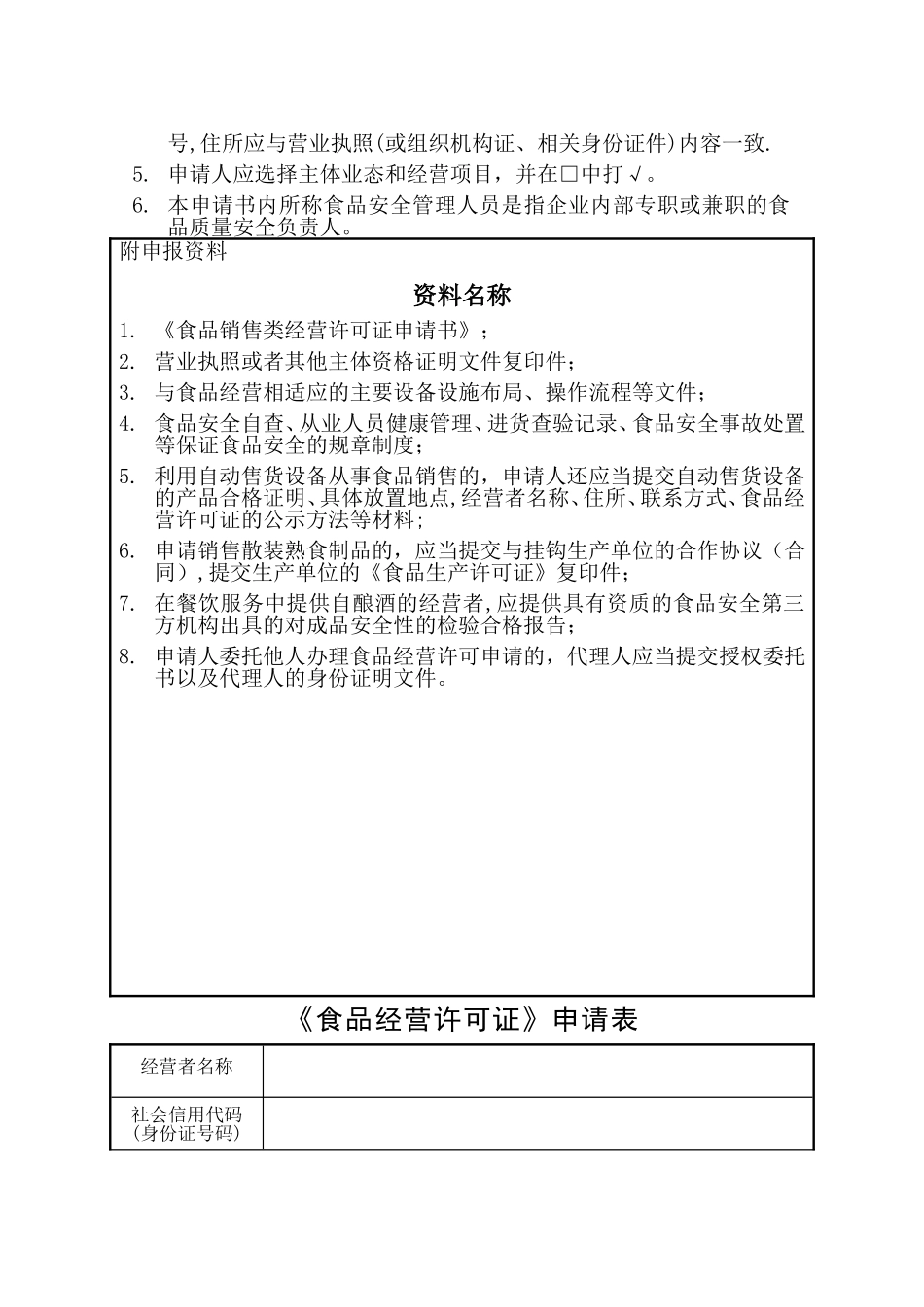 食品经营许可证申请书_第2页