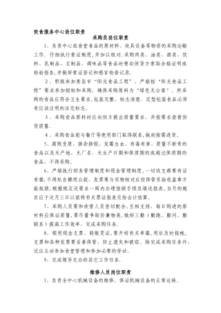 饮食服务中心定岗定编—岗位责任制