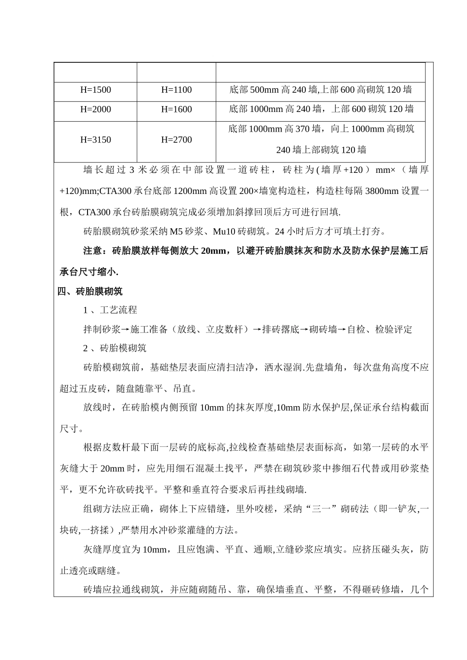 首件工程施工技术交底——承台砖胎膜砌筑_第2页