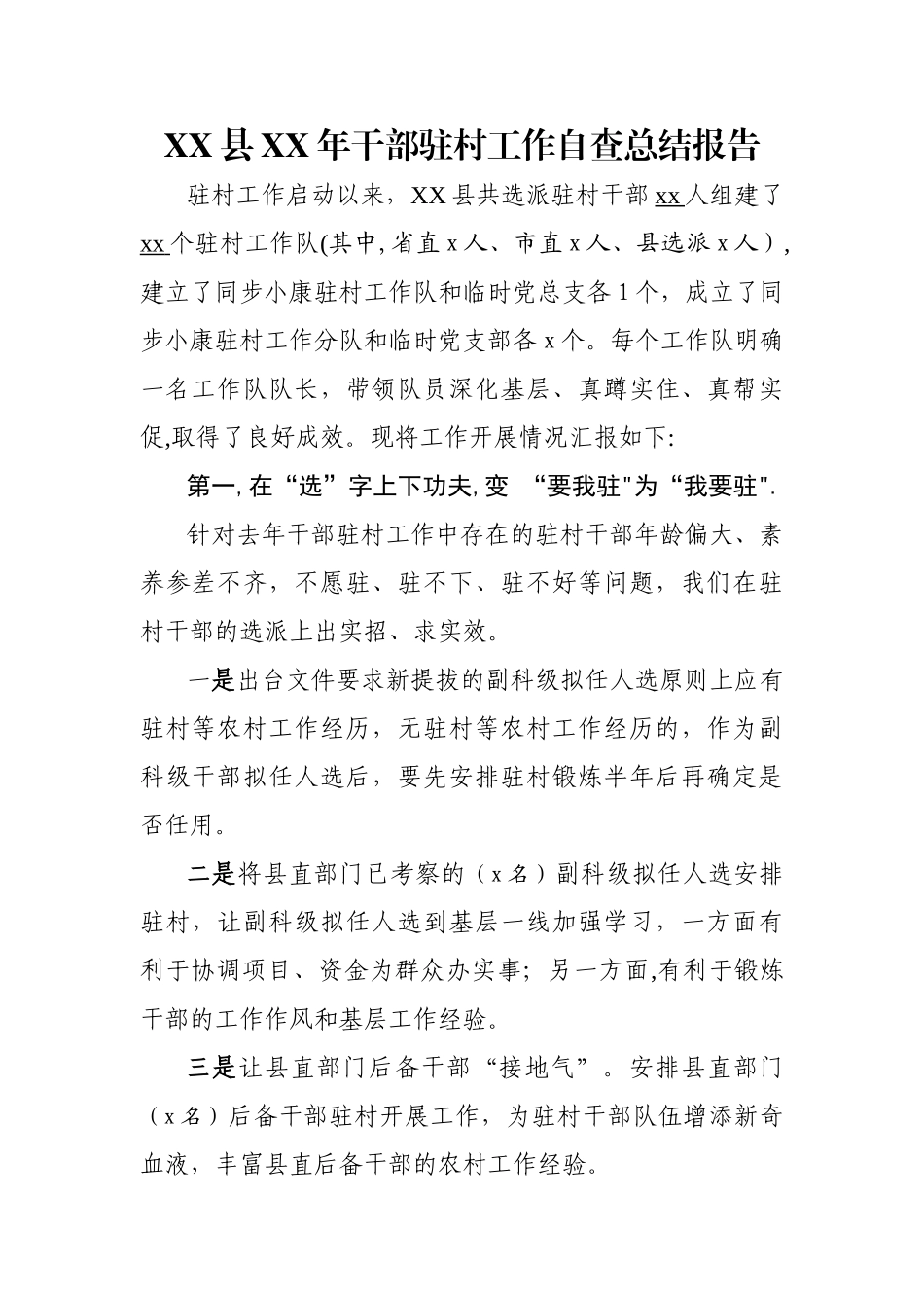 驻村工作年度自查、总结报告_第1页