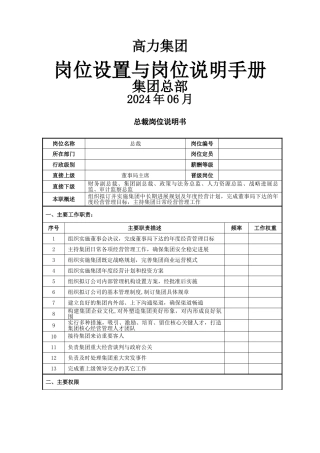 高力集团岗位说明书汇编2.1