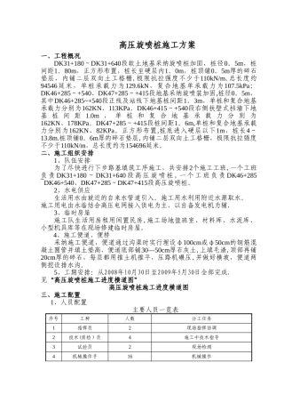 高压旋喷桩施工组织方案