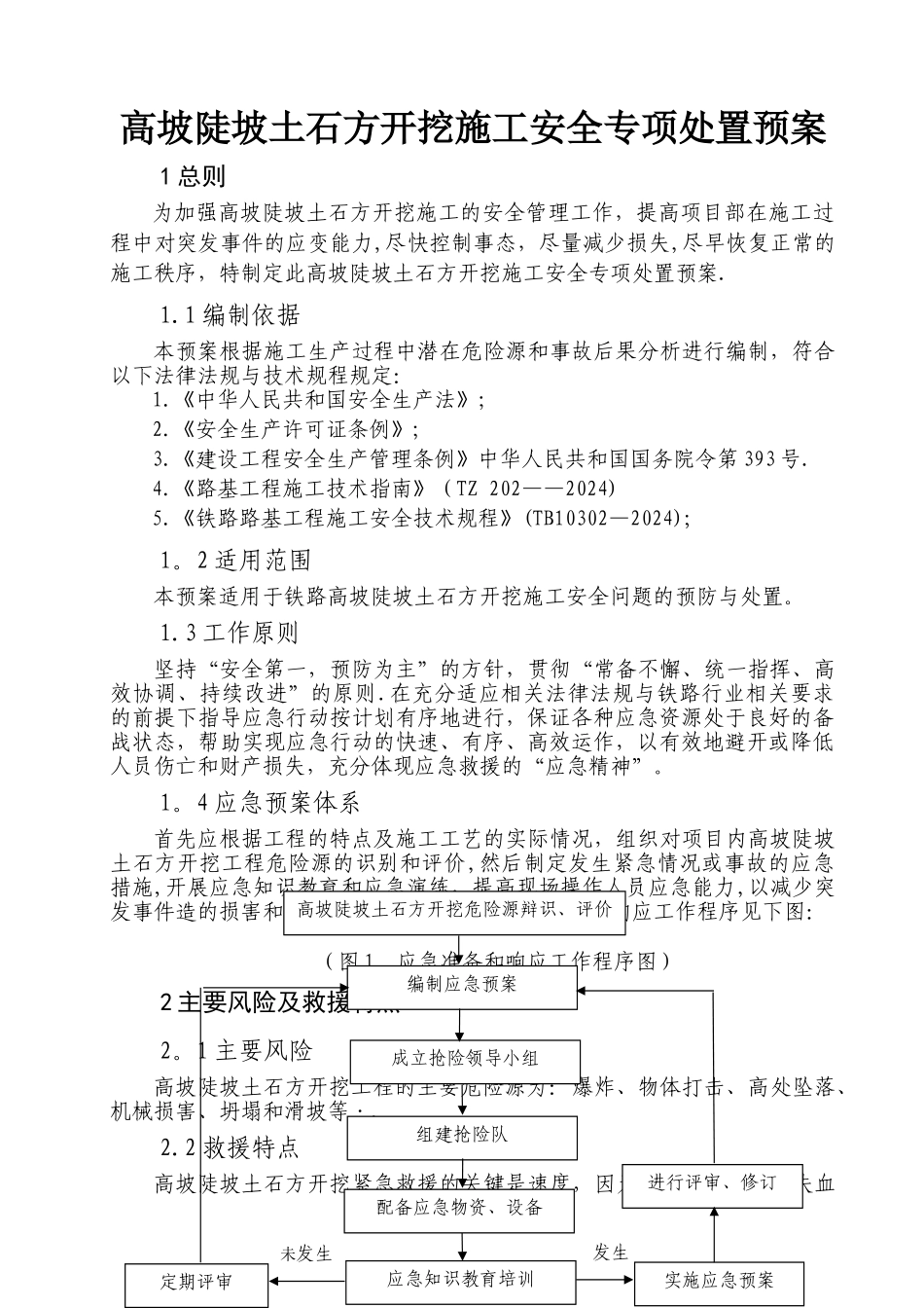 高坡陡坡土石方开挖施工安全专项处置预案_第1页