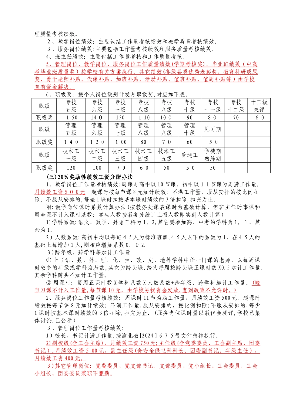 高完中教师绩效工资分配方案2_第2页