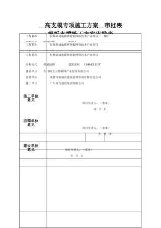 高支模专项施工方案--内审批表--审批表