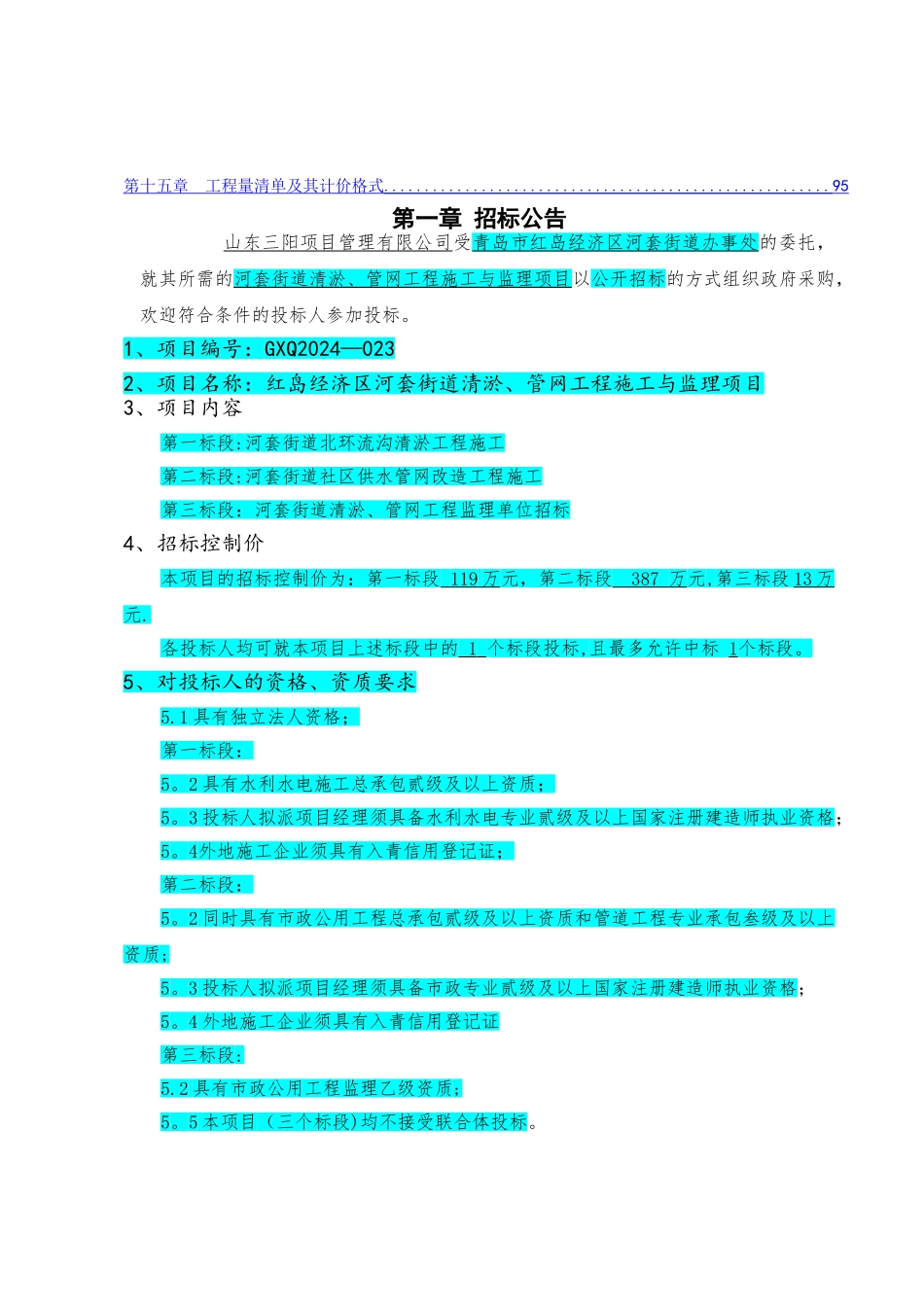 高新区河套街道清淤、管网工程施工与监理项目招标招标文定稿_第2页